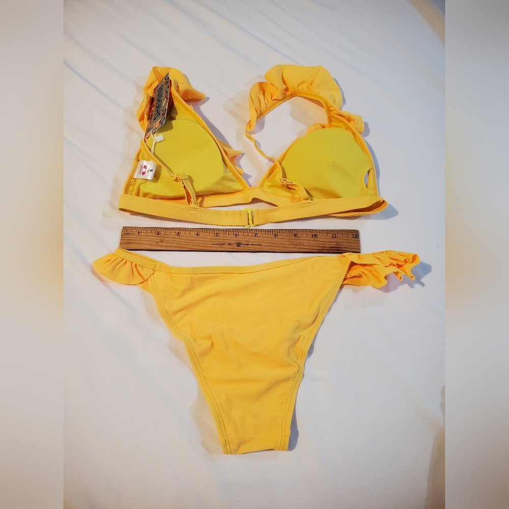 Yellow Ruffled Bikini Set - Picture 3 of 4